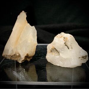 💡Translucent White / Honey Calcite Lot – 2 Piece Crystal Set